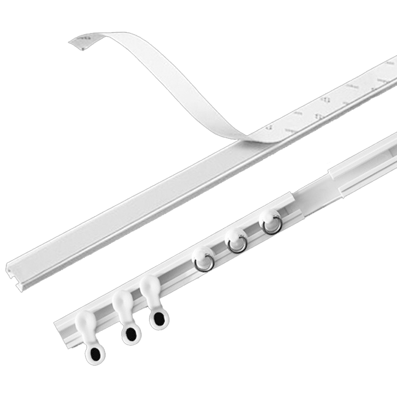 Mingju Curtain Adhesive Track, No Drilling Required, Bay Window Curtain Partition Sliding Rail, Top Or Side Mounting, Ultra-Thin Single Track, White, 1.5 Meters