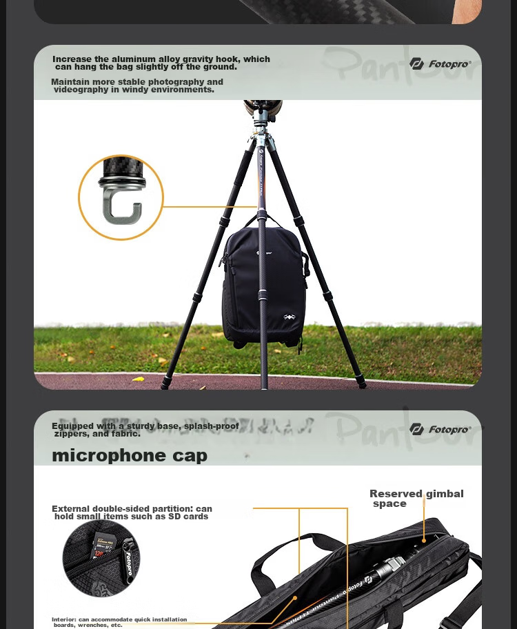 Fotopro T1 Plus without Center Column, 10-Layer Carbon Fiber, Multi-Expand Holes, Dual Panoramic Ball Head, All-Terrain Master-Level Photography And Videography Professional Camera Mirrorless Camera Tripod 24