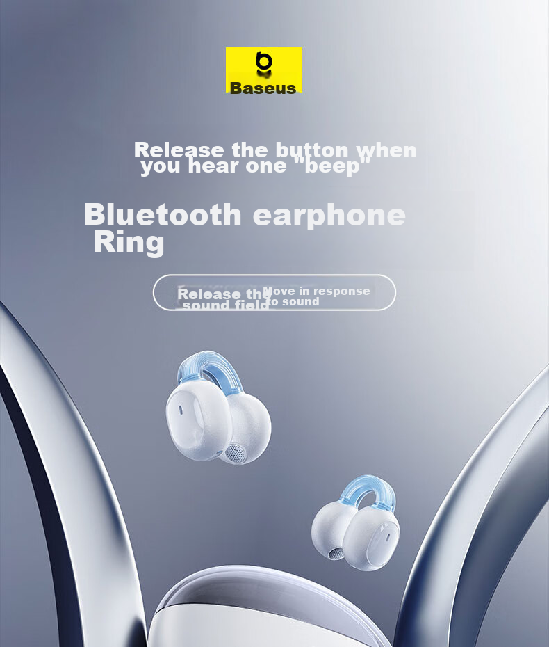 Baseus 1Ring Bluetooth Headphones, Clip-On Open Design, Non-In Air Conduction, Suitable for Sports And Calls, Compatible with Apple And Huawei Phones 5