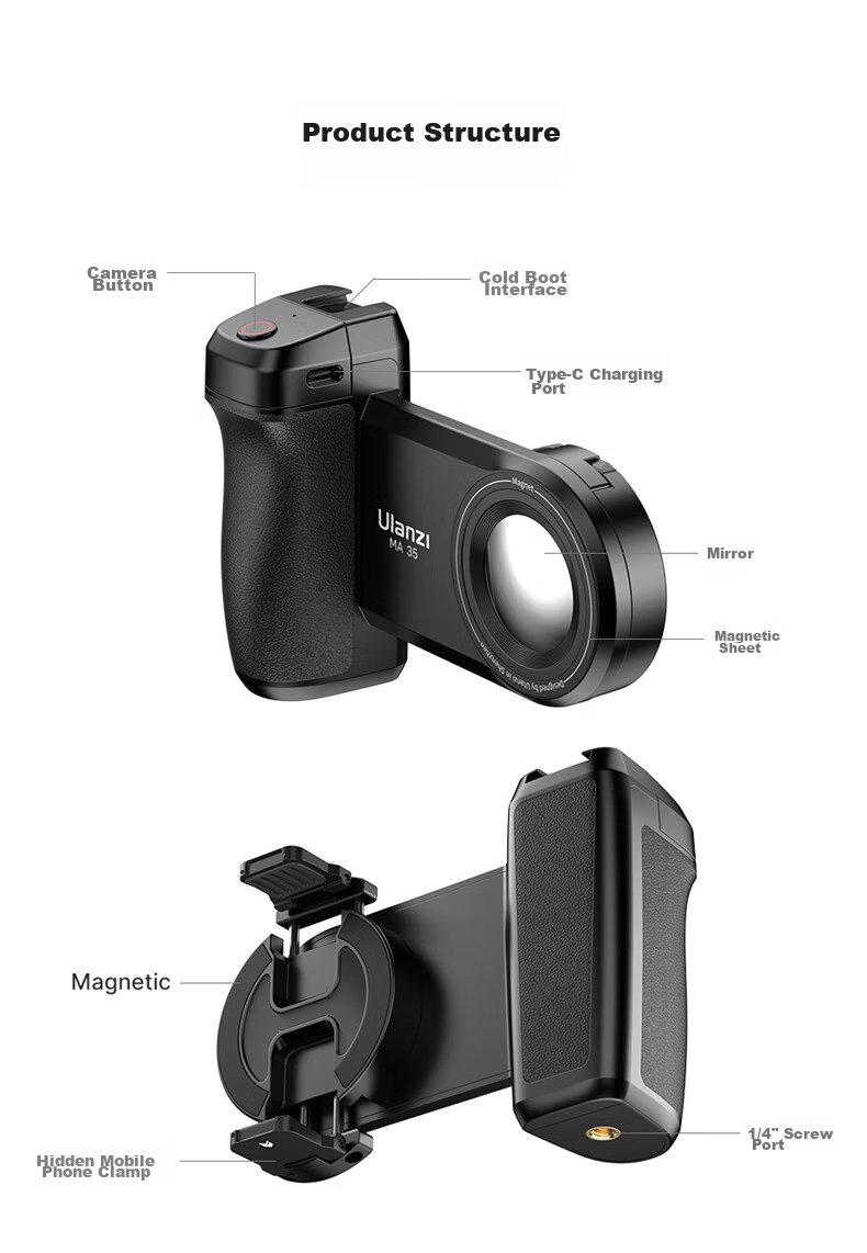 Ulanzi MA35 Magnetic Selfie Light Kit (Black), Bluetooth Remote Control, Handheld Camera Trigger, Selfie Stick, Vlog And Travel Photography Accessory 17