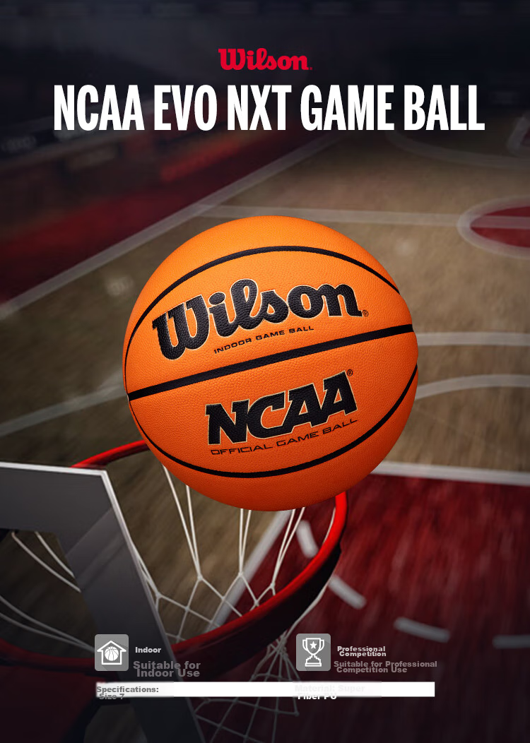 Wilson NCAA Official Competition Ball EVO NXT, American High School Indoor Microfiber Size 7 Basketball 1