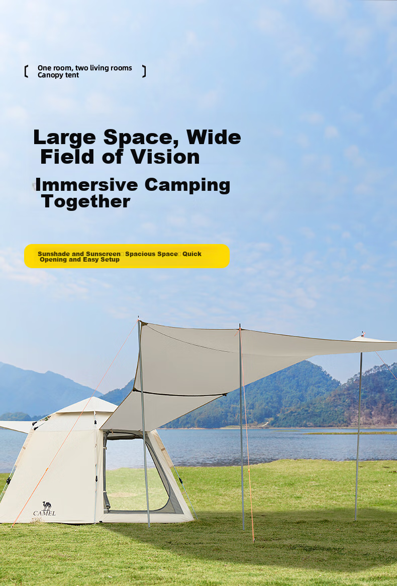 CAMEL X Outdoor Canopy Tent, Foldable Portable Hexagonal Camping Tent for Overnight Outdoor Camping, Complete Equipment Set 1