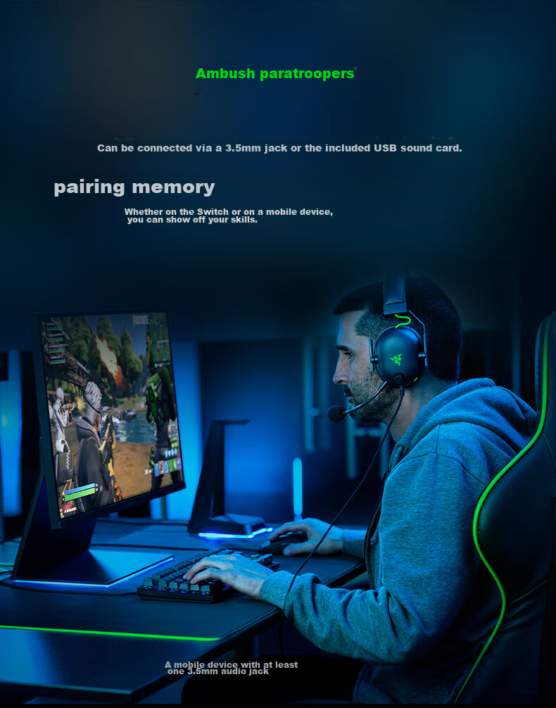 Razer BlackShark V2 Wired Over-Ear Gaming Headset with Microphone, Passive Noise Cancellation, USB Gaming Sound Card, Tri-Band EQ Adjustment, CSGO PUBG Gaming Headphones 7