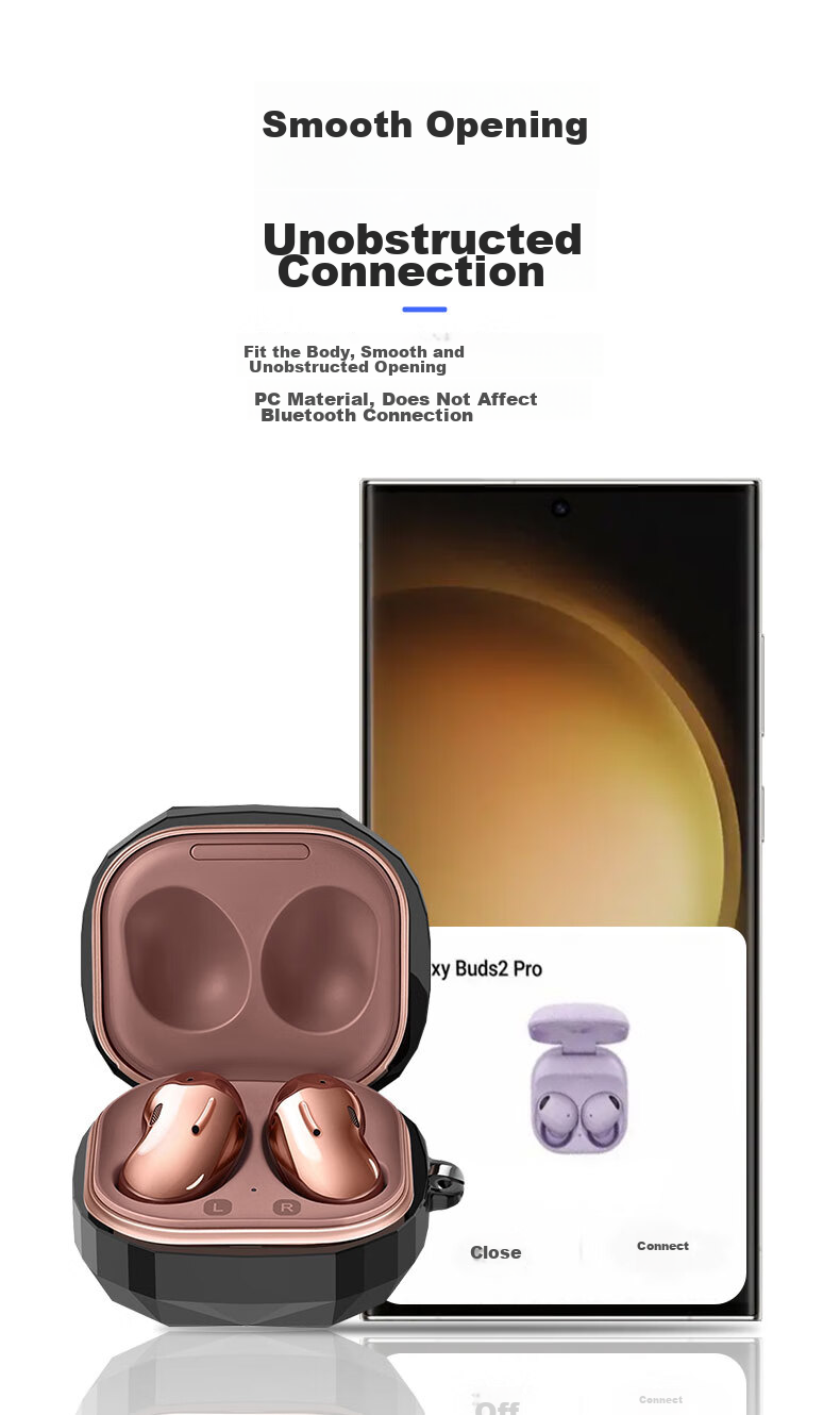 KMaxAI Protective Case for Samsung Galaxy Buds 2 Pro/ANC True Wireless Earphones, Compatible with Buds Live/FE Pure Color, with Hook, Glossy Hard Shell, Transparent 7