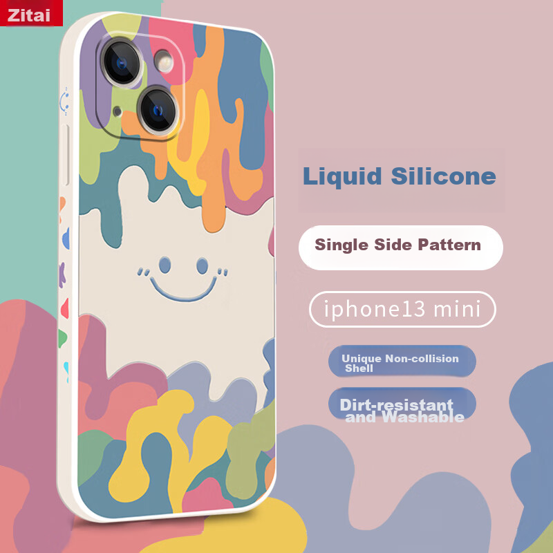 Чехол для iPhone 13 Mini ZiTai, силиконовый, противоударный, со стразами, с рисунком "Смайлик"