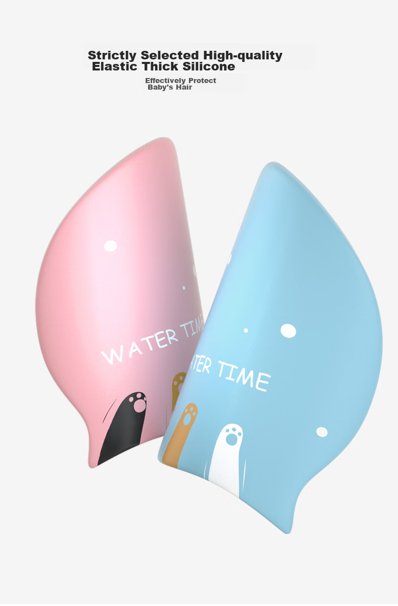 WATERTIME / Shuichuan Children's Swim Cap, Boys And Girls Waterproof Silicone Non-Binding Long Hair Ear Protection Swimming Cap, White Kitten Desig 4