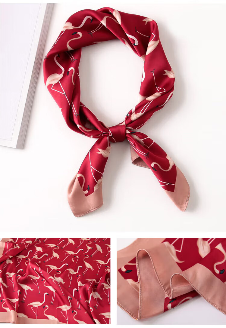 GLO-STORY Silk Scarf for Women, Fashionable Elegant Small Square Scarf Versatile Elegant Decorative Neck Scarf WSJ814049 Red 11