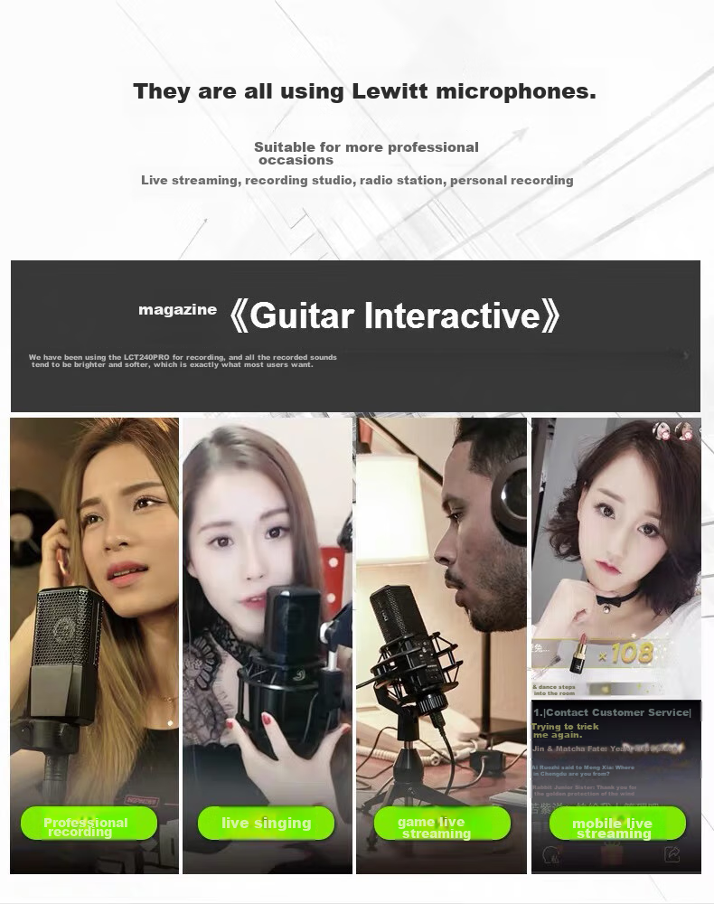LEWITT LCT 240PRO Professional 48V Condenser Microphone Sound Card Kit for Mobile Phones, Computers, Live Streaming, Karaoke, Host Recording, Complete Set of Microphone Equipment 11