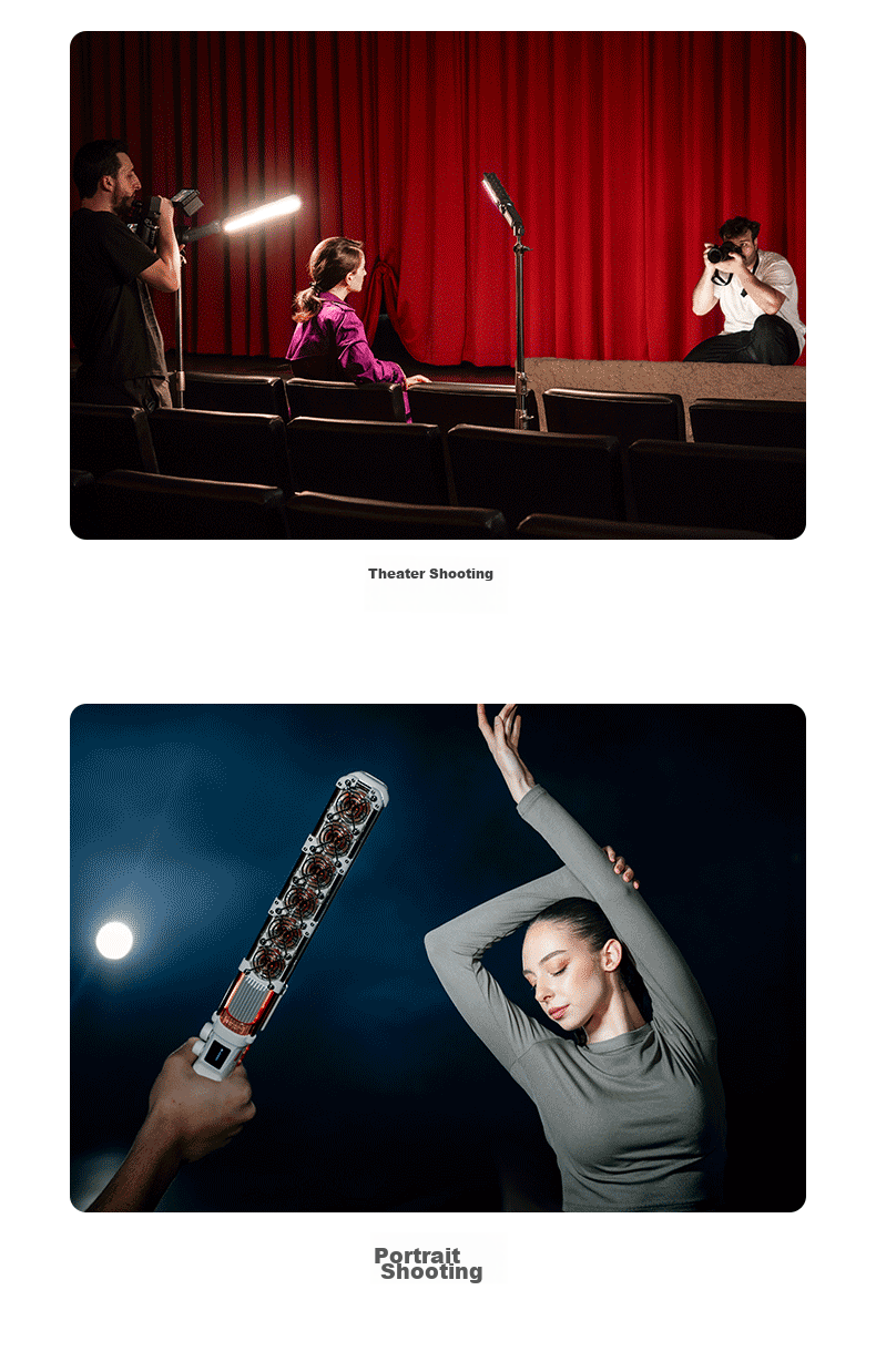 Zhiyun Five-Fold 100W Professional Fill Light Ice Light, Dual Color Temperature Double Heat Dissipation Handheld Portable Portrait Live Streaming Fill Light V60 Lightweight Black 14
