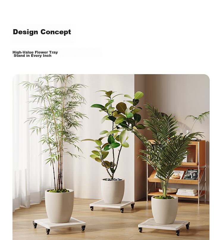 Yicainianhua Flower Stand, Balcony Storage Rack, Floor-Standing Flower Pot Rack, Square Plant And Succulent Pot Movable Shelf, 30/5315 4