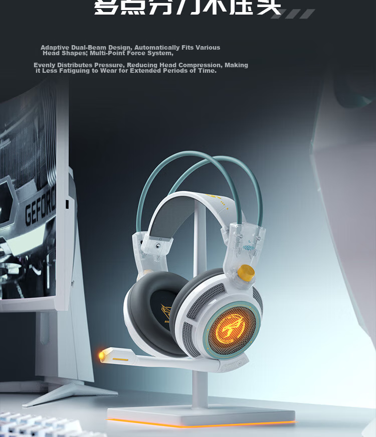 SOMIC G941 Over-Ear Gaming Headset, Esports Headphones, 3.5mm Wired Interface, Computer Gaming Wired Headphones, 3D Stereo Sound, Dual Headband Design, Black 9
