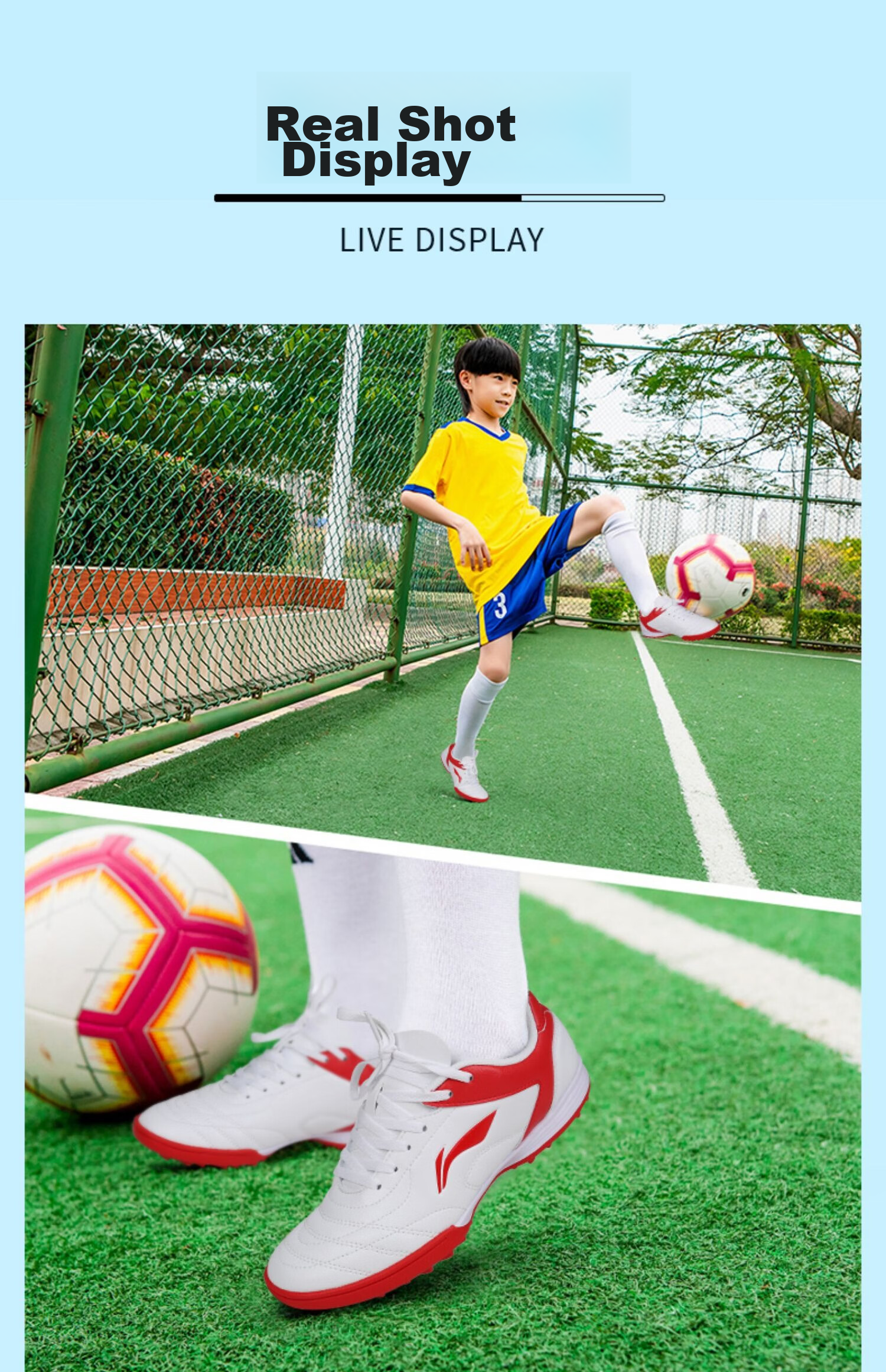 Li-Ning Soccer Shoes, TF Turf Cleats, for Men, Women, Adults, Children, Teenagers, Professional Training Shoes, Middle School Entrance Exam, Summer Breathable Cleats 18