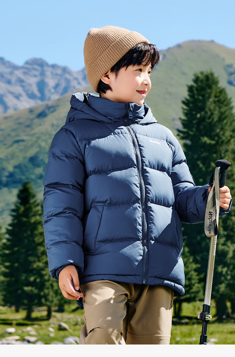 Zuoxi Children's down Jacket, 2025 New Style, Boys' Winter Warm And Cold-Resistant White Duck down Hooded Puffer Coat, Black, Size 150 30