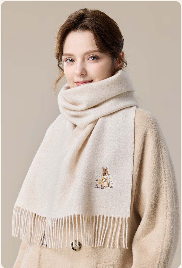 JIUMU Pure Wool Scarf for Women, Autumn And Winter Neck Warmer, Ladies' Warm Shawl, Gift for Women on National Day Or Birthday, Gift Box Packaging 9