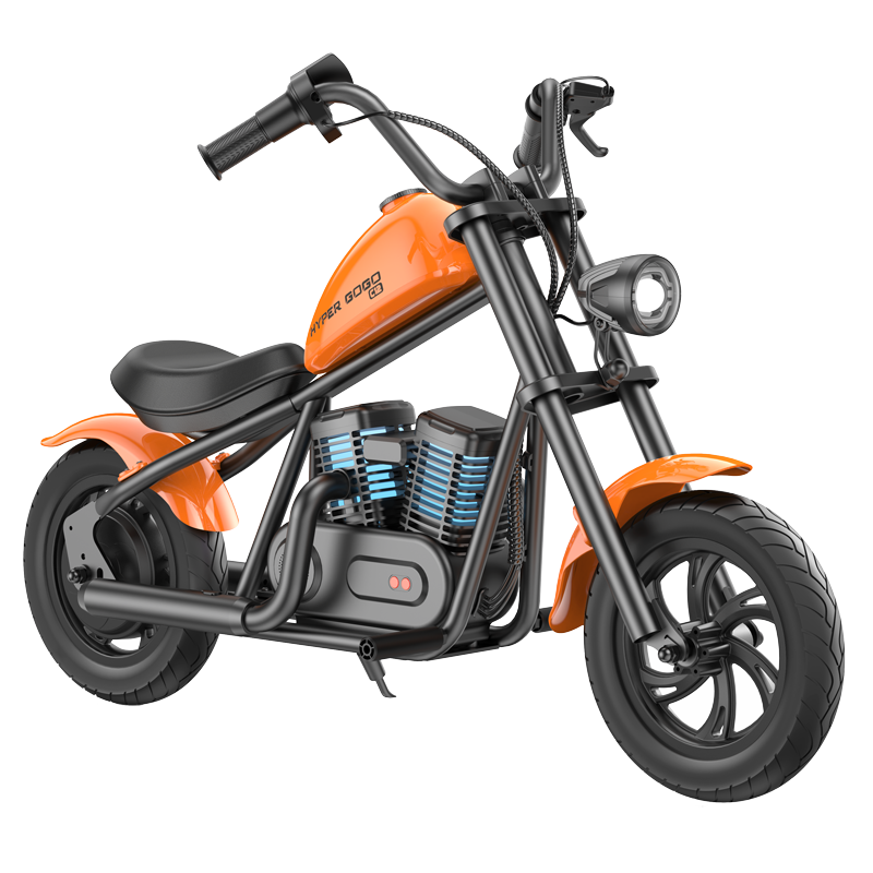 Storm Knight Kids Electric Motorcycle Little Harley Toy Bike 3-12 Years Two-Wheel Single Drive Electric Scooter C12 Explorer Edition Orange