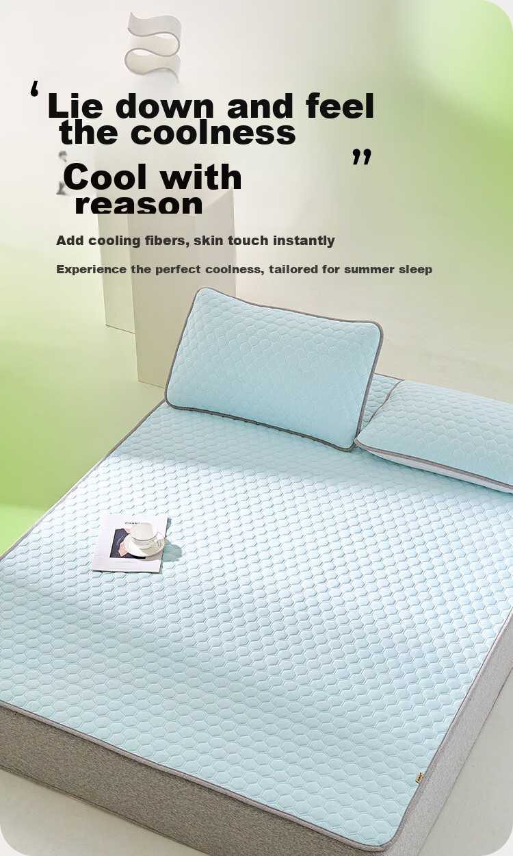 Laoxijiang Class A Latex Mat Cooling Mat Double Size Three-Piece Set Light Blue 180*200 [Machine Washable] 3