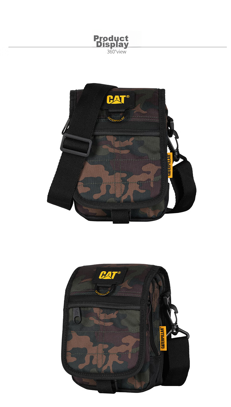 CAT Crossbody Bag, Shoulder Bag, Casual Mini Purse, Belt Bag, Flip-Top Bag, Tactical Workwear Gift, Dark Pattern Black 84172 8