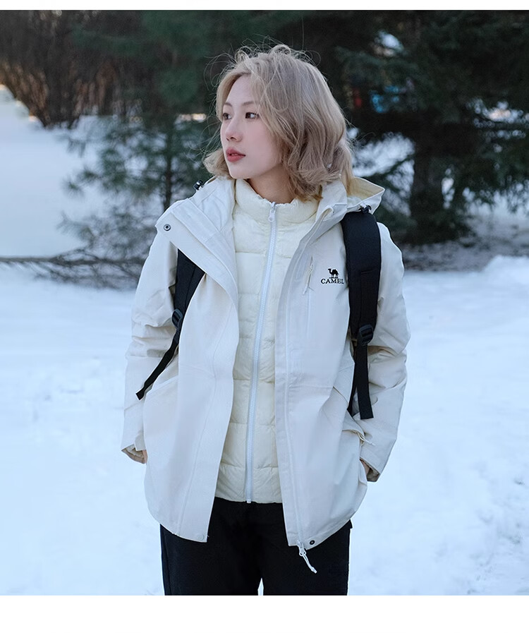 CAMEL Outdoor Three-in-One Waterproof Down Jacket Women's and Men's Mountaineering Coat AD22263513A 20