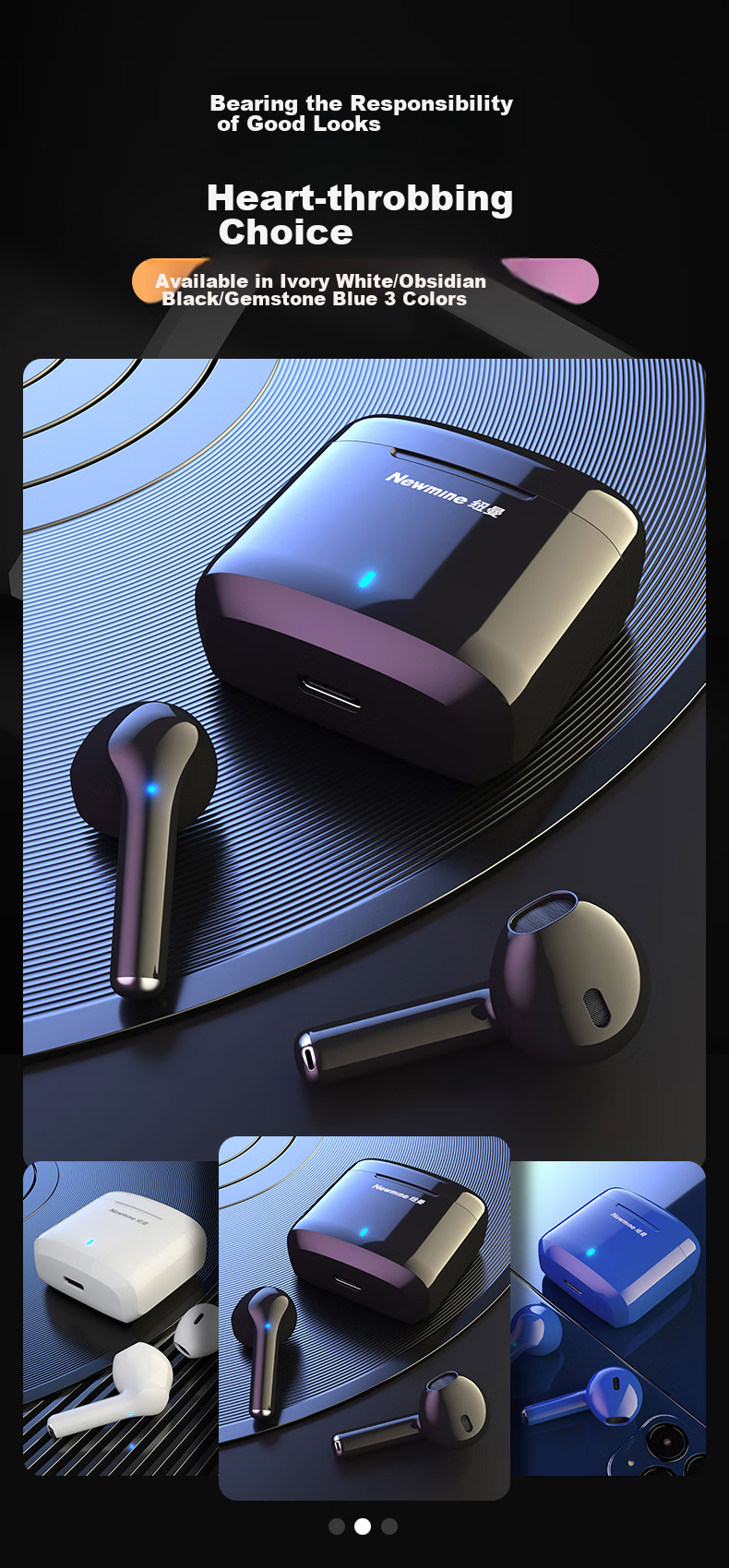 Newmine X9Pro Active Noise Cancelling In-Ear True Wireless Bluetooth Earphones High-Quality Sound Long Battery Life 25 Years New Model Top 10 Compatible with Apple Huawei Xiaomi Black 5