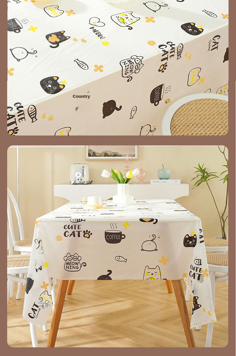 Jingxun Disposable Tablecloth, Thickened, Fresh Printed Design, Waterproof Table Cover, for Home Use, Square Shape, 10 Pieces, 1.8m X 1.8m 10