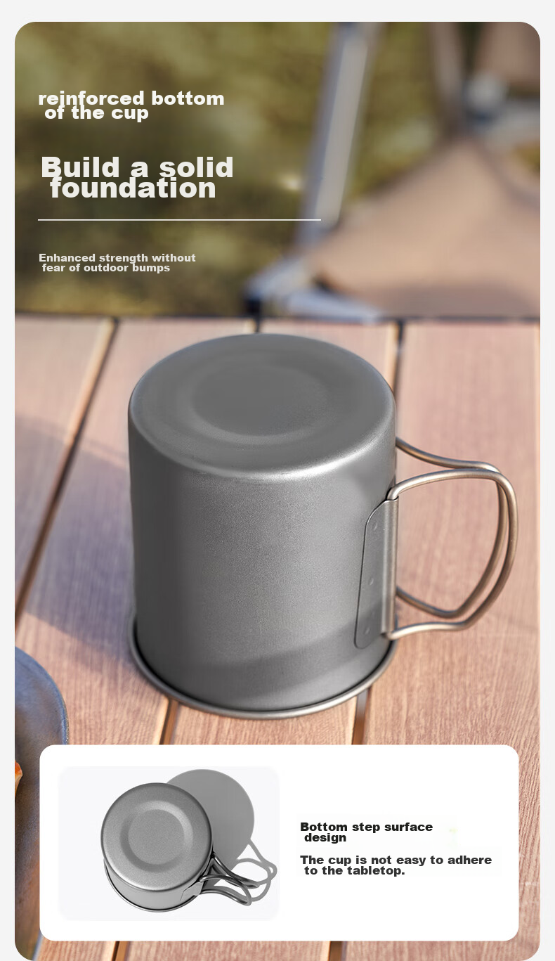 MOBIGARDEN Titanium Cup, Outdoor Camping Picnic Lightweight Portable Boiling Water Titanium Cup Water Bottle 300ml NX20666038 Titanium Color 7