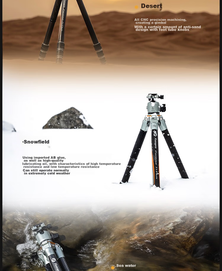 Fotopro T1 Plus without Center Column, 10-Layer Carbon Fiber, Multi-Expand Holes, Dual Panoramic Ball Head, All-Terrain Master-Level Photography And Videography Professional Camera Mirrorless Camera Tripod 6