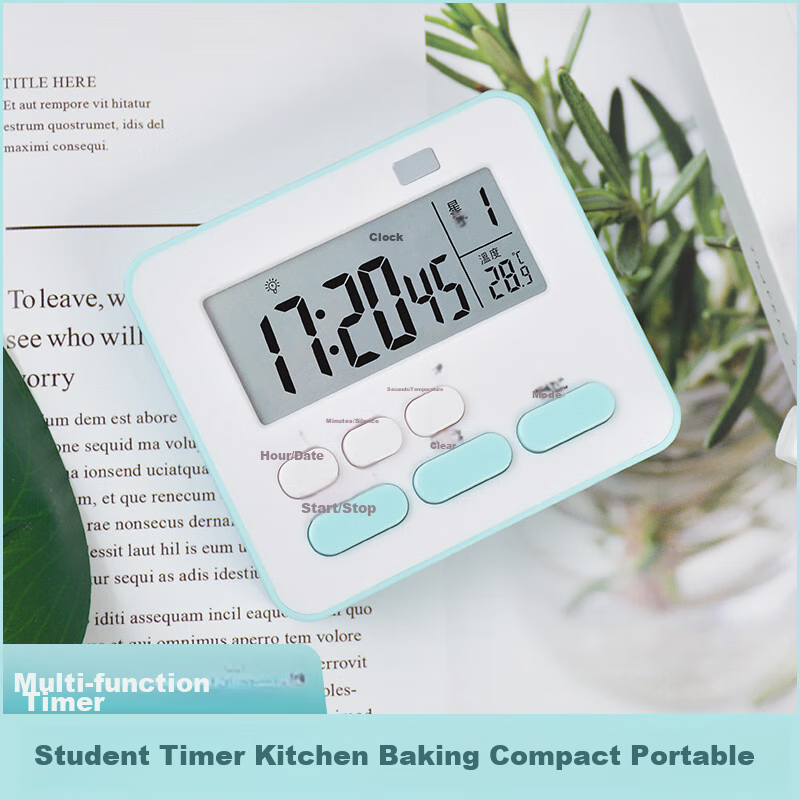 Futang Student Timer, Quiet Time Management Device, Kitchen Timer, Alarm Clock with Weekdays, Temperature Display, Three-Quarter Screen, White