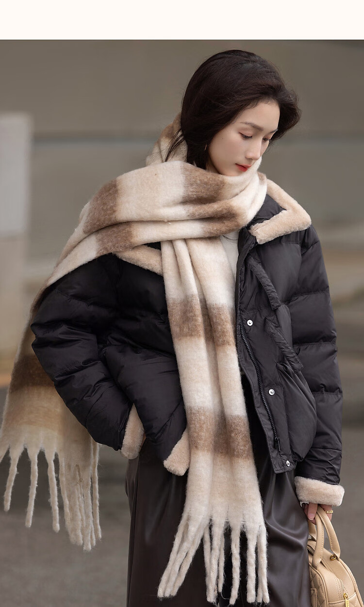 Dme [Xueshan Dushi] Winter 400T Spring Yafang 90% Duck Down Faux Sheepskin Patchwork Women's down Jacket 17