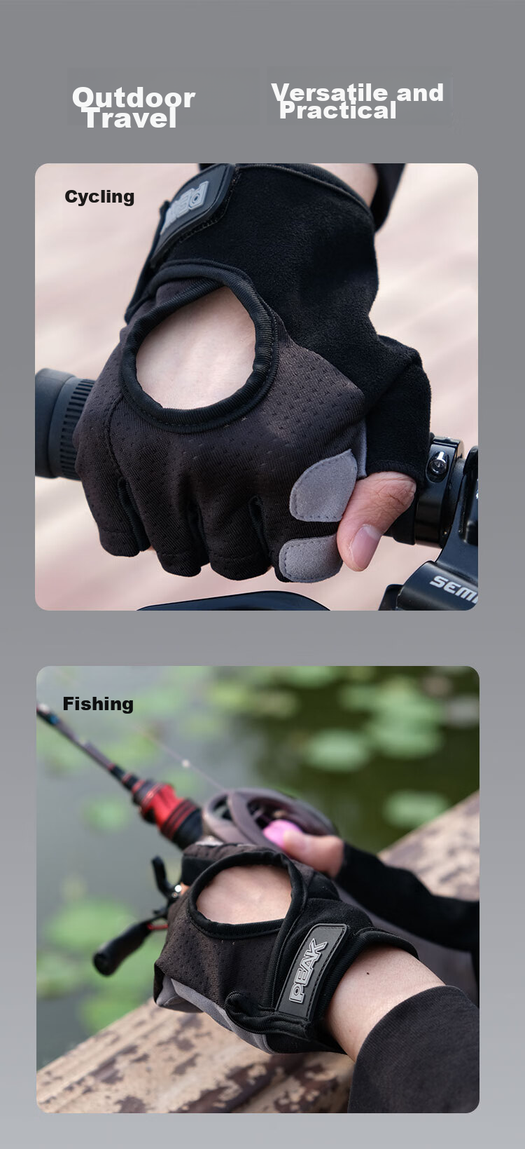 PEAK Cycling Fingerless Gloves for Men And Women, Summer Road And Mountain Bike Riding Anti-Slip Gloves, Light Pink, Size M 9