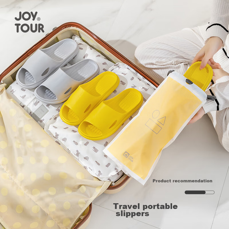 JOYTOUR Disposable Slippers, Portable Bathroom Non-Slip Couple Sandals for Women, with Storage Bag, Yellow, Size 38-39