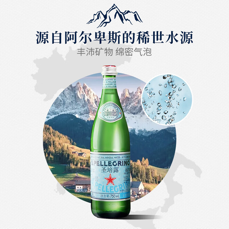 圣培露（S.PELLECRINO）意大利含气天然矿泉水气泡水750ml*12瓶