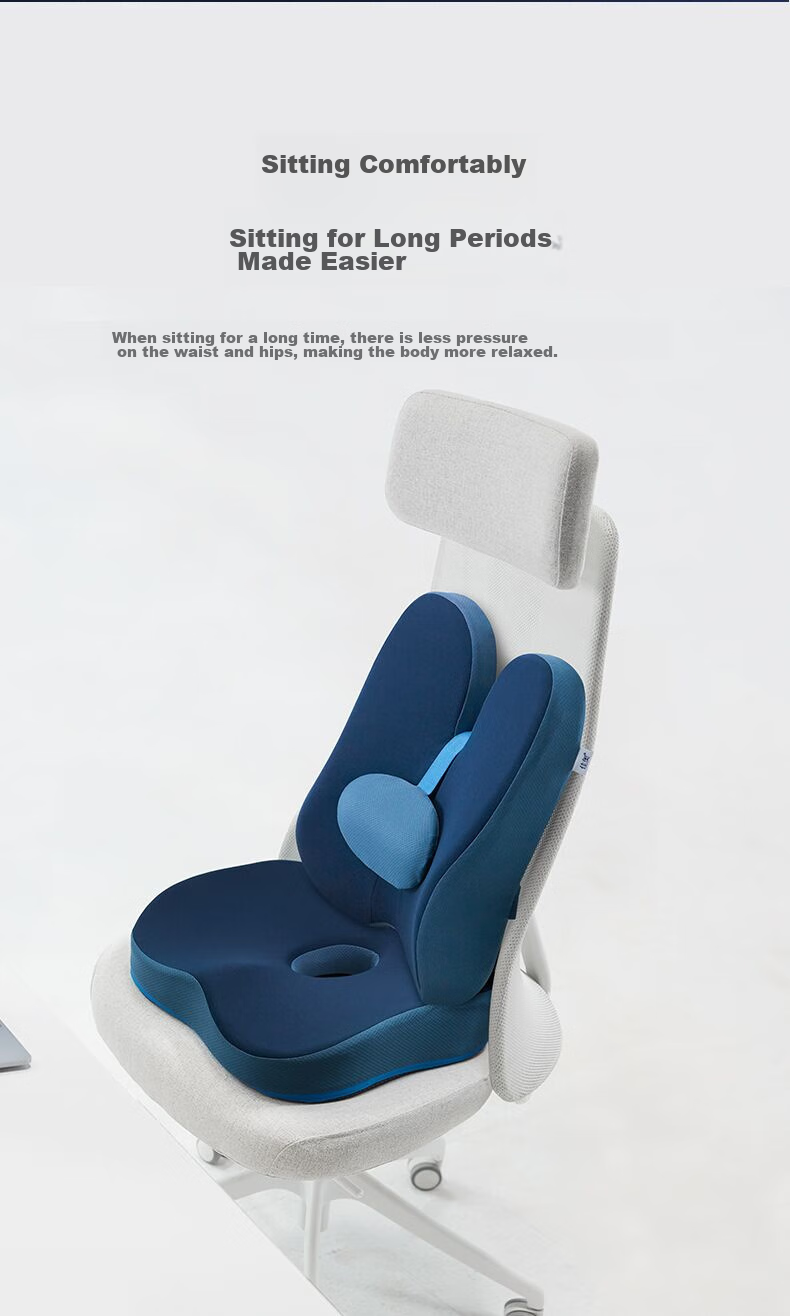 JAGO Seat Cushion And Backrest Set, Office Lumbar Support, Memory Foam Waist Pad, Hemorrhoids Cushion, Chair Seat Pad 7