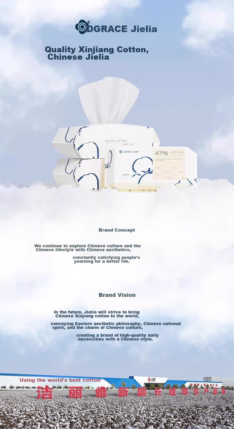 Grace All-Cotton Facial Cleansing Wipes, Pull-Out Disposable, Thickened Pearl Texture, Oxygenated Cleansing Cotton Soft Tissues, Thick And Soft Version, 1 Pack of 60 Pieces 12