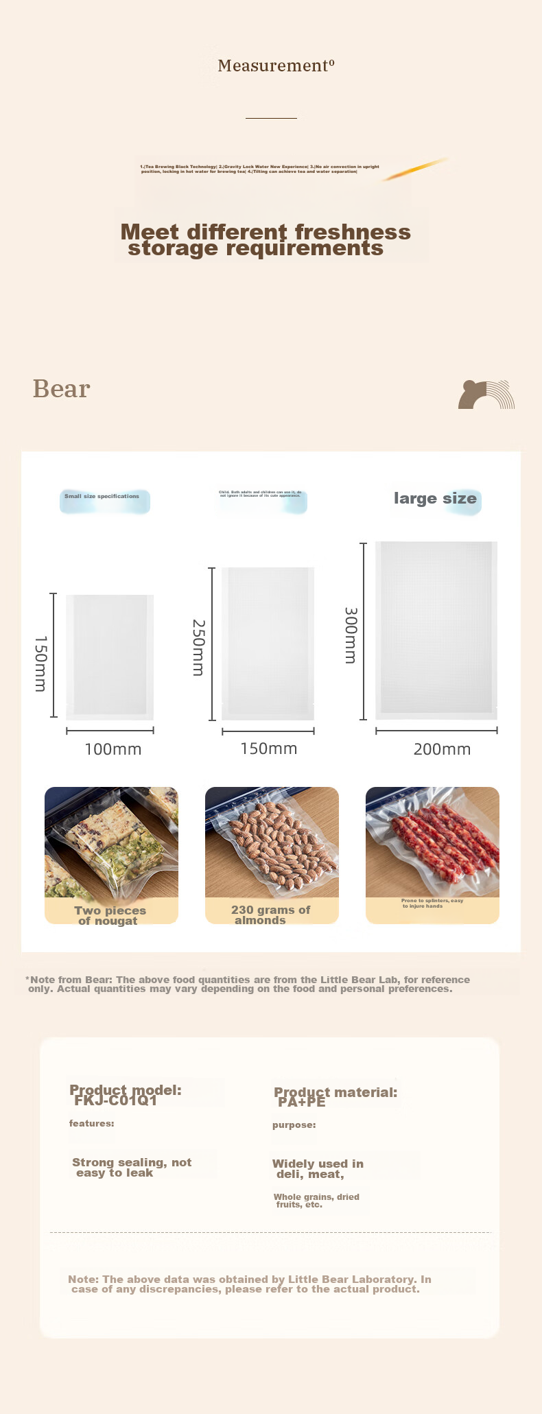 Bear Vacuum Sealing Bags, 28*40cm, 50 Pieces, Food Vacuum Packaging Bags, Fresh-Keeping Bags, C01Q1-S05 9
