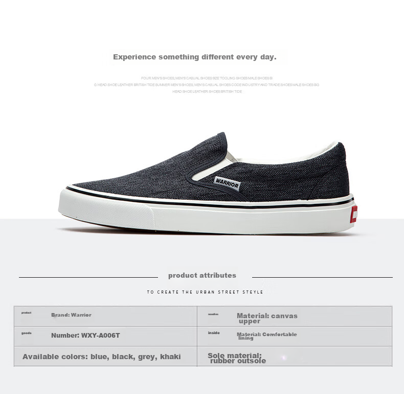 Warrior Canvas Shoes for Men, Comfortable Slip-On Loafers, Traditional Beijing Cloth Shoes, Casual Footwear A066 Gray 41 3