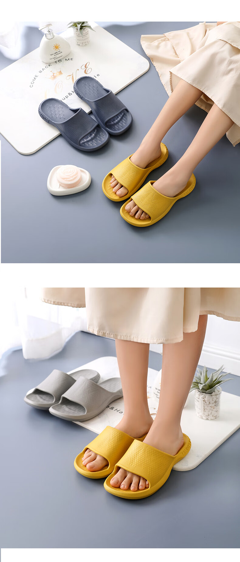 GUOLUOFEI Thick-Soled Couple Slippers, Bathroom Shower Sandals, Summer Non-Slip Home Shoes for Men And Women, Avocado Green, Size 39-40 9