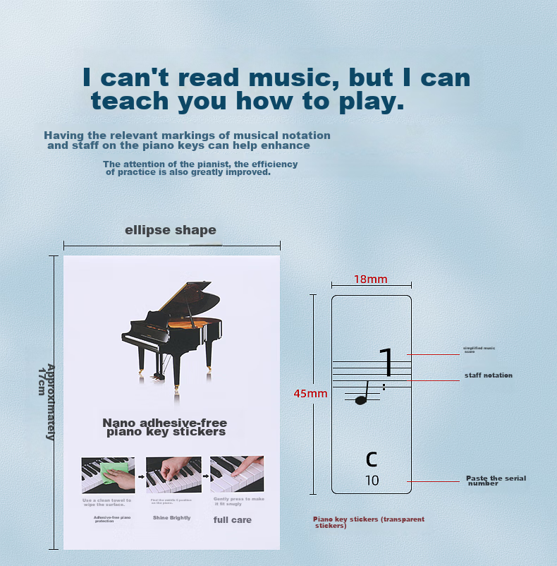 Maneryuepu Piano Keyboard Stickers for 88/61/54 Keys Electronic Keyboard Sticker, No Glue, Staff Paper, Simple Melody Instrument Accessories 2
