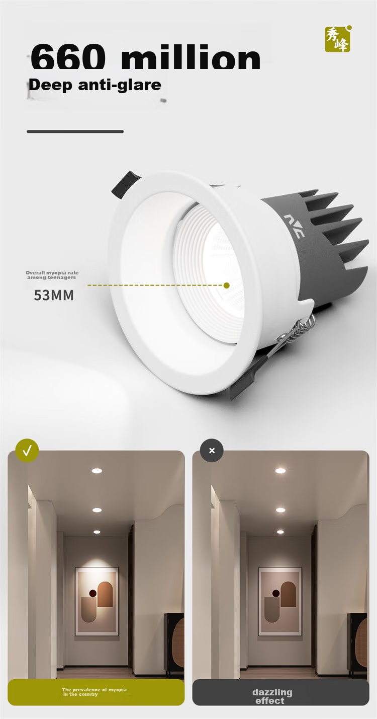 NVC LED Spotlight, Recessed for Home Use, Background Wall Anti-Glare Washer, Small Hill Aluminum Material, White, 7 Watts, Warm White Color Rendering Index Ra98 2