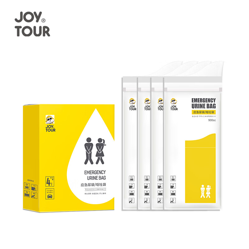 JOYTOUR Disposable Urine Bags, Portable Mini Toilet for Car And Home Use, Portable Household Device, 4 Pieces/Box