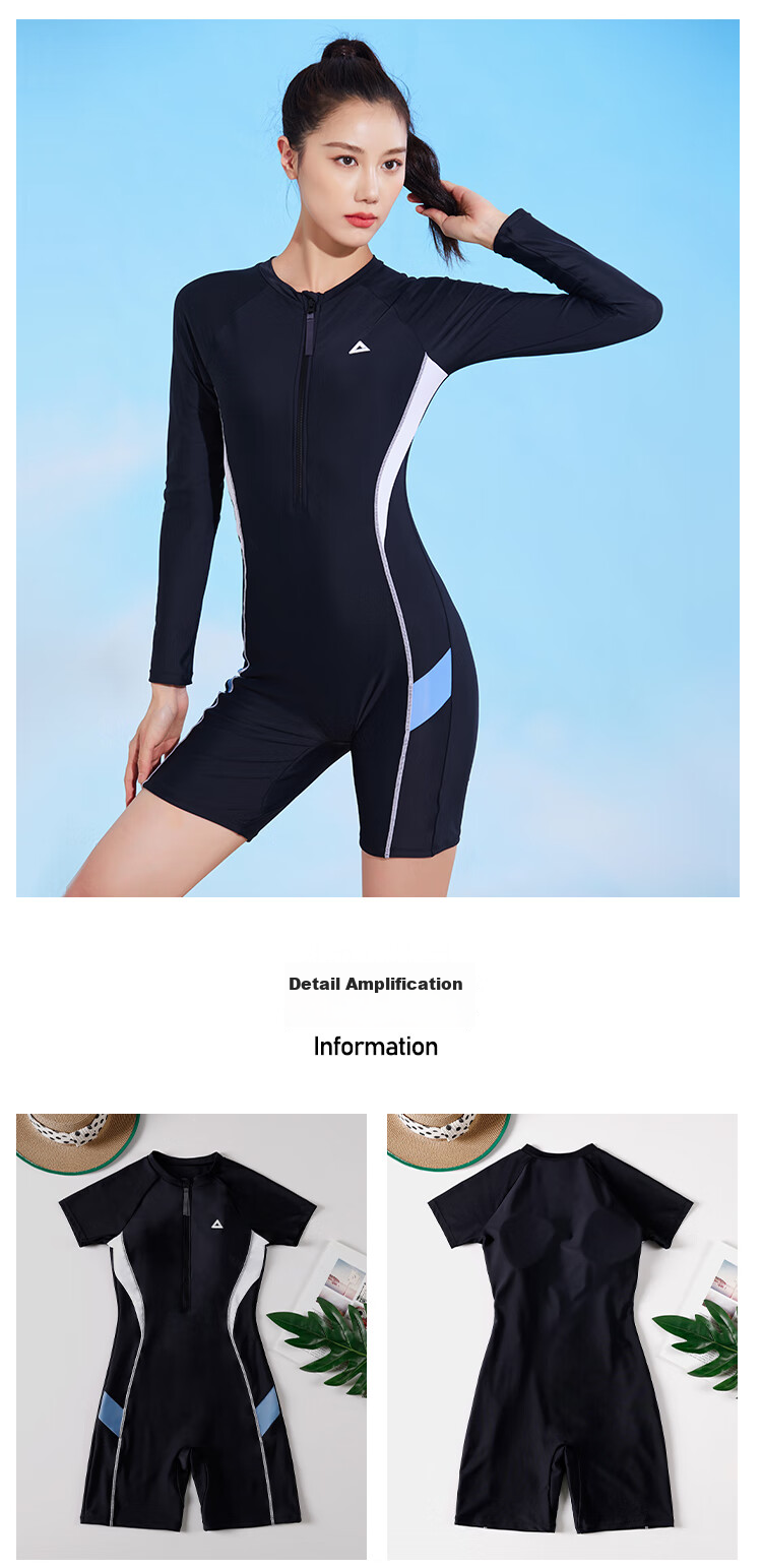 PEAK One-Piece Swimsuit for Women, Long Sleeve, Knee-Length, Conservative, Professional Sports, Plus Size, Tummy Control, Slimming, Hot Spring Swimwear 083XL 11