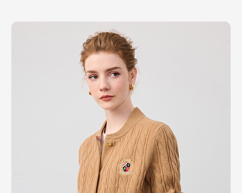 Navigare Italian Small Sailboat Autumn And Winter Women's All-Wool Jacket, Cable Knit Sweater Cardigan 2334094508 M 47