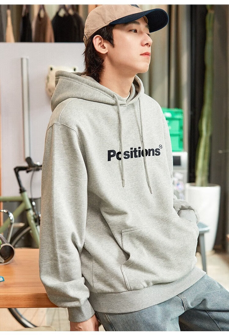 TonLion Autumn And Winter Men's Hoodie Sweatshirt, Men's Clothing with Single Row Text on Chest, Hooded Sweatshirt 20