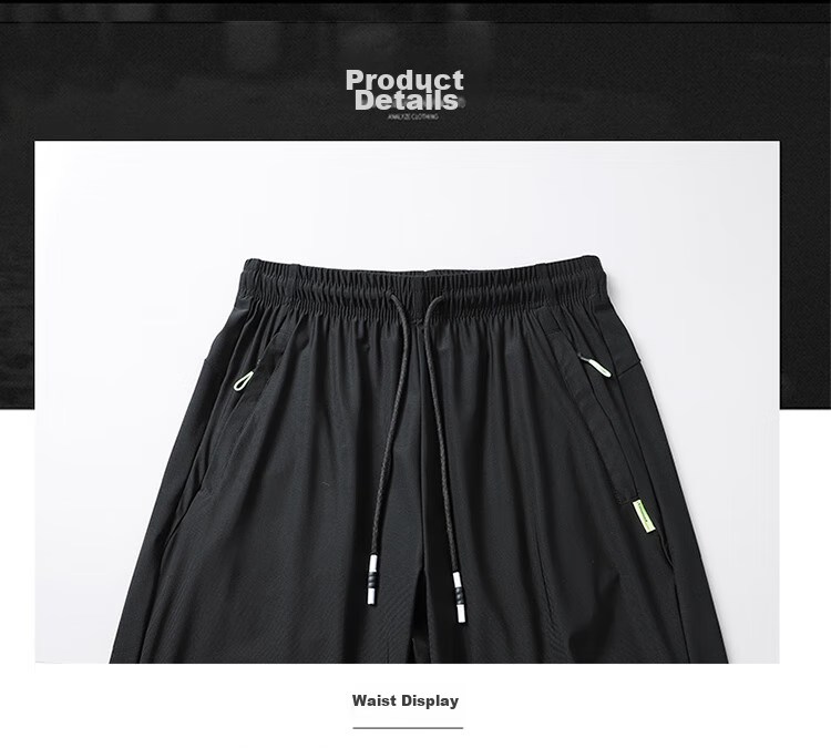 ROMON Men's Shorts, Summer Ice Silk Quick-Dry Casual Outdoor Sports Elastic Breathable Large Size Three-Quarter Pants for Men, 2105 Black XL 18