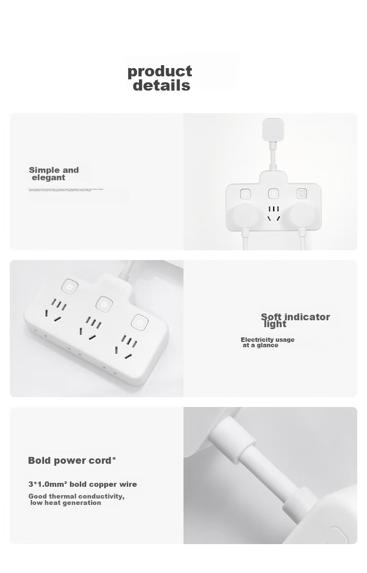 JD Original Flexible Conversion Plug / Delta-Shaped One-To Socket, 6-Outlet Controlled Extension Cord Socket, Smart Socket, Compatible with Gou Niu Multi-Plug Table Lamp Socket 14