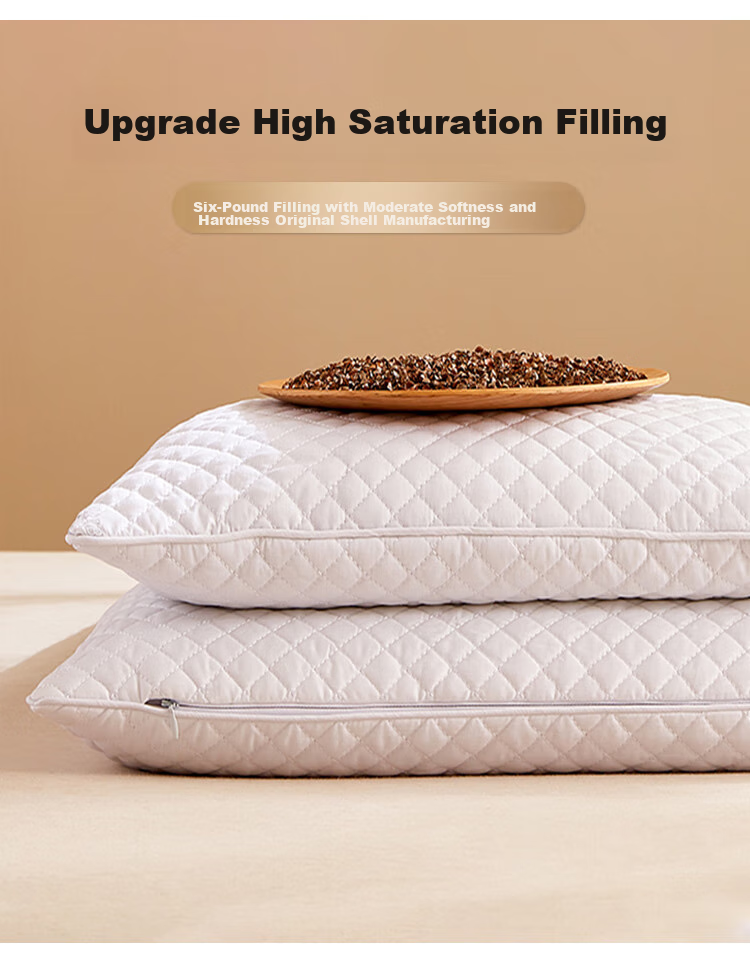 YALU & FREEDOM Pure Cotton Buckwheat Pillow, 100% All Buckwheat Hull Pillow Core, Adjustable Height, Cervical Spine Protection, Gray 3