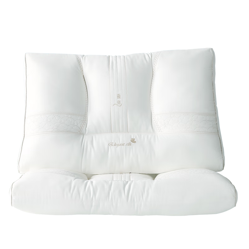 Shuixingjiafang Silk Pillow, Antibacterial Neck Support Pillow Core, 60-Count Pure Cotton, Deep Sleep Soft Pillow, Single Piece, 48cm*74cm