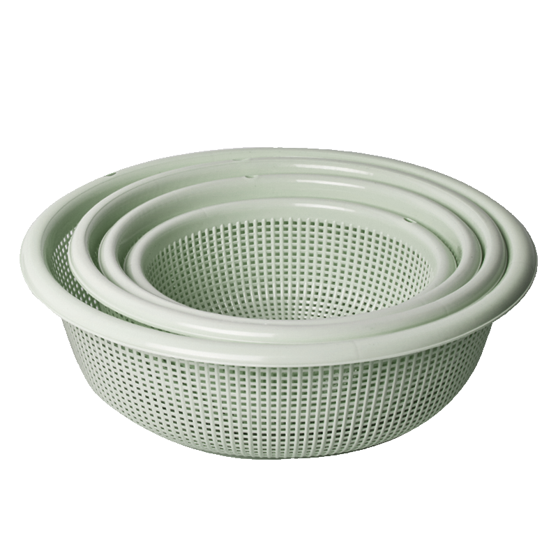 Quanshi Round Fruit Strainer Set of Four, Draining Basket, Vegetable Washing Basket, Kitchen Fruit Basket, Vegetable Selection Basket, Draining Colander, Green Vegetable Basket