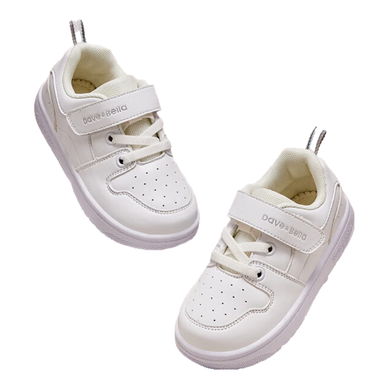 DAVE & BELLA Girls' Sneakers, Children's Baby White Shoes, Soft-Soled Shoes, Spring Boys' Kindergarten Children's Shoes, Functional