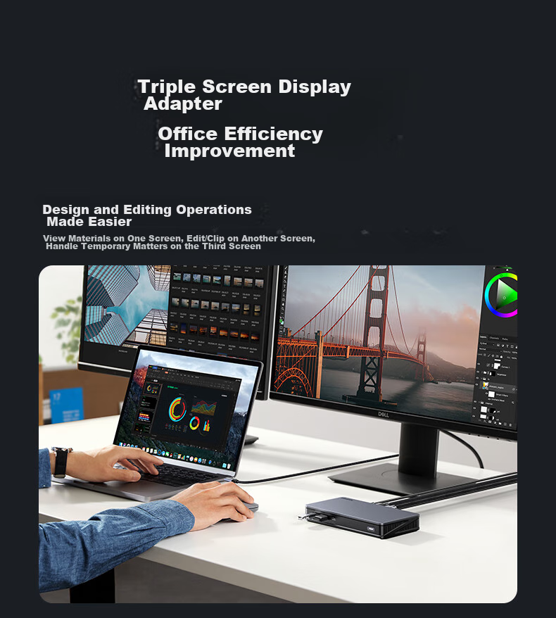 UGREEN Type-C 3.2 Dual HDMI/DP Triple Display Extension Dock, DisplayLink Technology, Compatible with Apple Thunderbolt 4/5 Expansion Dock, Suitable for Apple M345 Multi-Screen Extension 10G 7