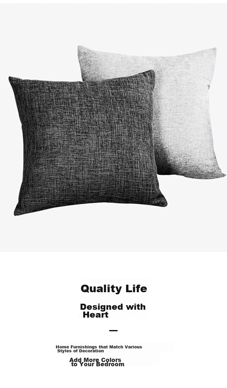 Pierre Cardin Throw Pillow Cushion, Solid Color Linen Style Removable Nap Pillow Office Backrest Car Lumbar Support, Smoke Gray, 45*45cm 4